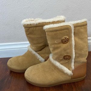 Tory Burch tan suede boots
